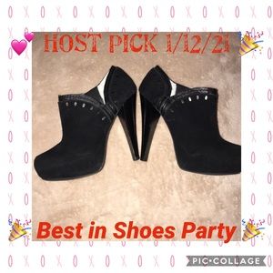 Levity 7m suede heels 👠 black and silver 5.5 in